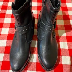 Combat boots woman leather black, 9 Earth brand